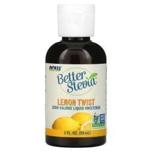 Стевия, Better Stevia, Now Foods, жидкий подсластитель с нулевой калорийностью, вкус лимона, 59 мл
