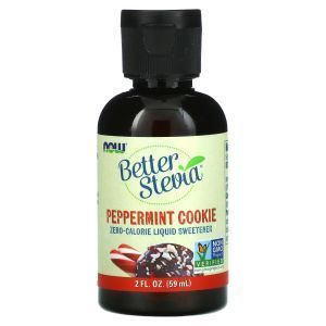 Стевия, Better Stevia, Now Foods, жидкий подсластитель с нулевой калорийностью, вкус мятного печенья, 59 мл
