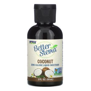 Стевия, Better Stevia, Now Foods, жидкий подсластитель с нулевой калорийностью, вкус кокоса, 59 мл
