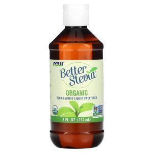Стевия, Organic Better Stevia, Now Foods, жидкий подсластитель с нулевой калорийностью, органик, 237 мл
