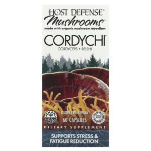 Кордицепс и рейши, Cordychi, Fungi Perfecti Host Defense, снижение стресса и усталости, 60 вегетарианских капсул