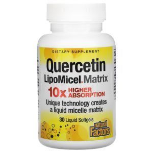 Кверцетин, Quercetin LipoMicel Matrix, Natural Factors, 30 гелевых капсул