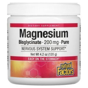 Бисглицинат магния, Magnesium Bisglycinate, Natural Factors, 200 мг, 120 г