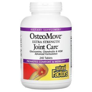 Глюкозамин, хондроитин и МСМ, OsteoMove, Natural Factors, поддержка здоровья суставов, 240 таблеток
