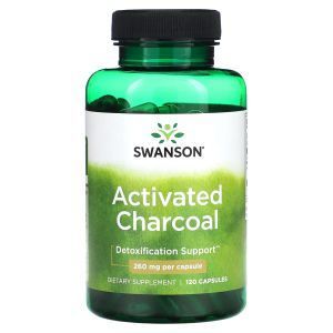 Активированный уголь, Activated Charcoal, Swanson, 260 мг, 120 капсул