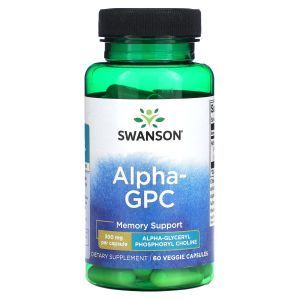 Альфа-глицерилфосфорилхолин, Alpha GPC, Swanson, 300 мг, 60 вегетарианских капсул
