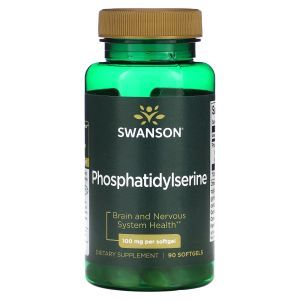 Фосфатидилсерин, Phosphatidylserine, Swanson, 100 мг, 90 гелевых капсул
