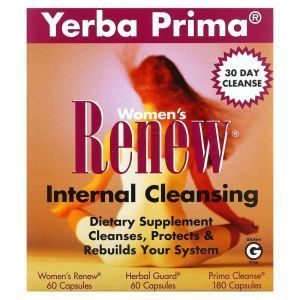 Полное очищение организма женщин, Renew Internal Cleansing, Yerba Prima, программа из 3-х частей, всего 300 капсул (60х60х180)