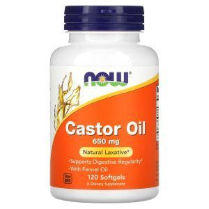 Касторове масло, Castor Oil, Now Foods, 650 мг, 120 гелевих  капсул