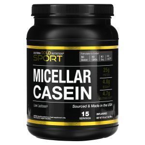 Мицеллярный казеин, Micellar Casein Protein, California Gold Nutrition, без вкуса, медленное усвоение, 454 г