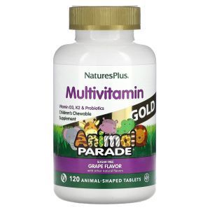 Витамины для детей, Children's Chewable Multi-Vitamin, Nature's Plus, Animal Parade, вкус винограда, 120 животных