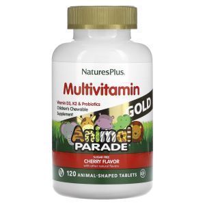 Витамины для детей, Children's Multi-Vitamin & Mineral, Nature's Plus, Animal Parade, вкус вишни, 120 животных 