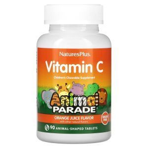 Витамин С жевательный, Vitamin C, Nature's Plus, Animal Parade, апельсиновый вкус, без сахара, 90 животных