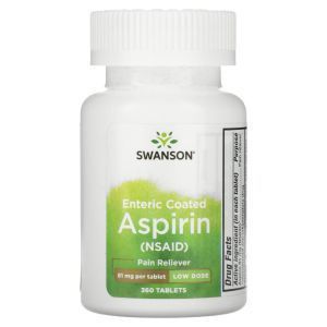 Аспирин, Aspirin, Swanson 81 мг, 360 таблеток с кишечнорастворимой оболочкой
