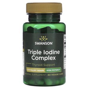 Йод, Triple Iodine Complex, Swanson, комплекс, 12.5 мг, 60 вегетарианских капсул
