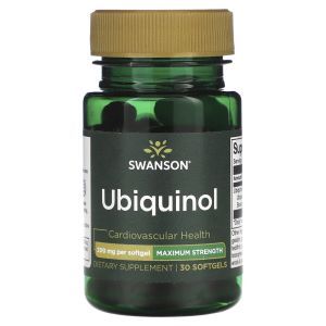Убихинол, Ubiquinol, Swanson, максимальная сила, 200 мг, 30 гелевых капсул