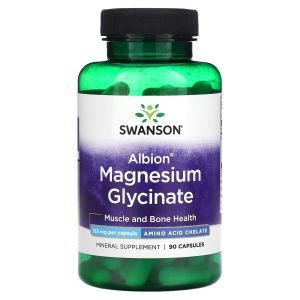 Магний глицинат, Magnesium Glycinate, Albion, Swanson, 133 мг, 90 капсул
