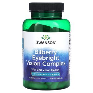 Комплекс для зрения с черничной и очанкой, Bilberry Eyebright Vision Complex, Swanson, 100 капсул
