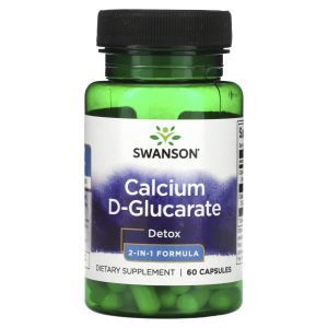 Кальций D-глюкарат, Calcium D-Glucarate, Swanson, детокс, формула 2-в-1, 60 капсул
