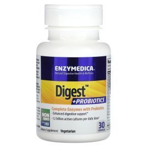 Ферменты и пробиотики, Digest + Probiotics, Enzymedica, 30 капсул