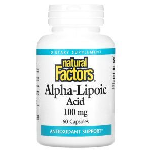 Альфа-липоевая кислота, Alpha-Lipoic Acid, Natural Factors, 100 мг, 60 капсул