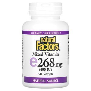 Витамин Е, Mixed Vitamin E, Natural Factors, 268 мг (400 МЕ), 90 гелевых капсул