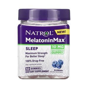 Мелатонин для сна, Melatonin Max, Sleep, Natrol, вкус черники, 10 мг, 50 жевательных конфет
