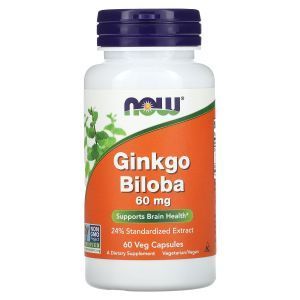  Гинкго Билоба, Ginkgo Biloba, Now Foods, 60 мг, 60 капсул