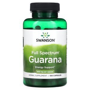 Гуарана, Guarana, Swanson,  полный спектр действия, 500 мг, 100 капсул