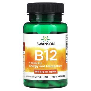 Витамин В12, Vitamin B-12, Swanson, 500 мкг, 100 капсул