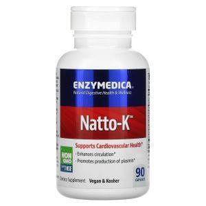 Наттокиназа, Natto-K, Enzymedica, сердечно-сосудистая, 90 капсул