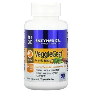 Ферменты для пищеварения, VeggieGest, Enzymedica, для переваривания растительной клетчатки, 90 капсул