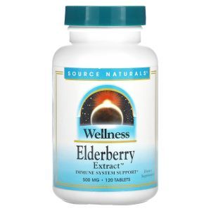 Бузина, Elderberry, Source Naturals, Wellness, экстракт, 166 мг, 120 таблеток
