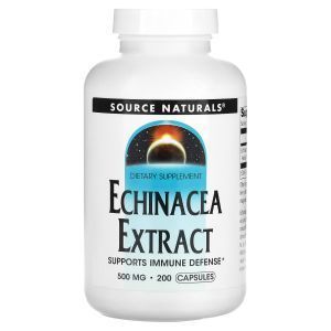 Эхинацея, Echinacea, Source Naturals, экстракт, 500 мг, 200 капсул
