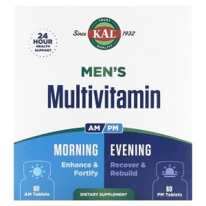 Мультивитамины для мужчин, Men's Multivitamin, KAL, утро и вечер, 2 упаковки по 60 таблеток в каждой
