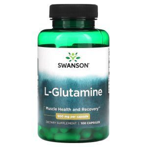  L- глютамин, L-Glutamine, Swanson, 500 мг, 100 капсул