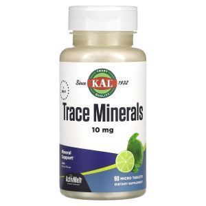 Микроэлементы, Trace Minerals, KAL, вкус лайма, 10 мг, 90 микротаблеток
