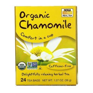 Ромашковый чай, Chamomile, Now Foods, Real Tea, органик, 24 пакета по 1,5 г 