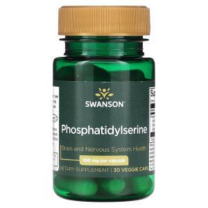 Фосфатидилсерин, Phosphatidylserine, Swanson, 100 мг, 30 вегетарианских капсул
