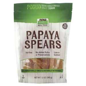 Сушеная папайя, Papaya Spears, Now Foods, Real Food, 340 г