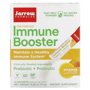 Укрепление иммунитета, On-The-Go Immune Booster, Jarrow Formulas, вкус апельсина, 14 пакетиков по 1 г каждый