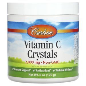 Витамин С, Vitamin C, Carlson, кристаллы, 2000 мг, 170 г
