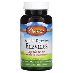 Пищеварительные ферменты, Natural Digestive Enzymes, Carlson, натуральные, 100 таблеток

