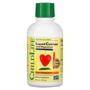 Кальций магний для детей, Calcium with Magnesium, ChildLife, жидкий, апельсин, 473 мл.