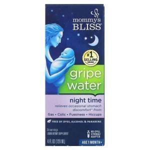 Водичка от детских коликов, Gripe Water, Mommy's Bliss, от 1 месяца, ночное время, 120 мл