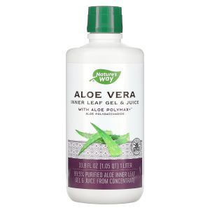 Алоэ вера гель из сока листьев, Aloe Vera, Nature's Way, гель и сок внутренних листьев с алоэ, 1 литр
