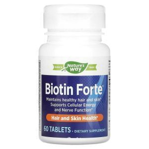 Биотин, Biotin Forte, Enzymatic Therapy (Nature's Way), экстра сила, 5 мг, 60 таблеток