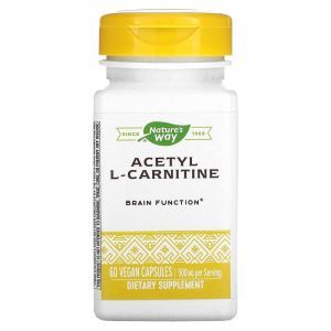 Ацетил карнитин, Acetyl L-Carnitine, Nature's Way, 500 мг, 60 капсул.
