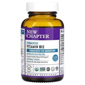 Витамин В12 ферментированный, Fermented Vitamin B12, New Chapter, 60 веганских таблеток