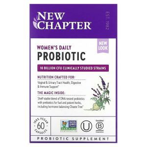 Пробиотики для женщин, Women's Daily Probiotic, New Chapter, 10 млрд КОЕ, 60 капсул.